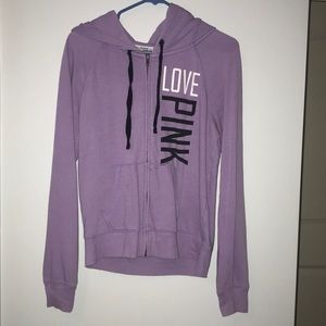 Purple zip up pink sweatshirt